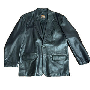 Men's Lucky Black Leather Blazer Jacket